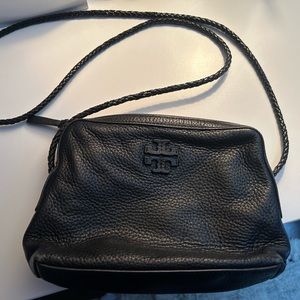 Authentic Tory Burch Black Leather Crossbody Bag